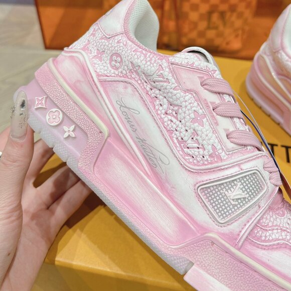 Louis Vuitton Pink And White Low-Top Sneakers - Picture 8 of 9